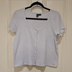 Volcom White Button-Down Top